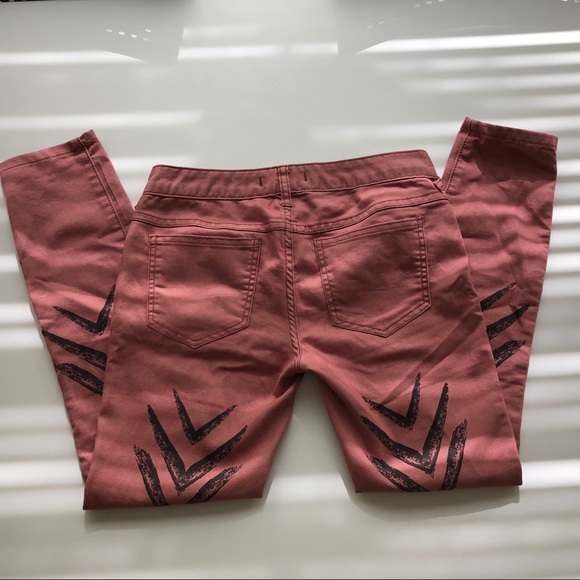 Free People Dotted Arrow Ikat Chevron Blush Pants - Picture 3 of 8